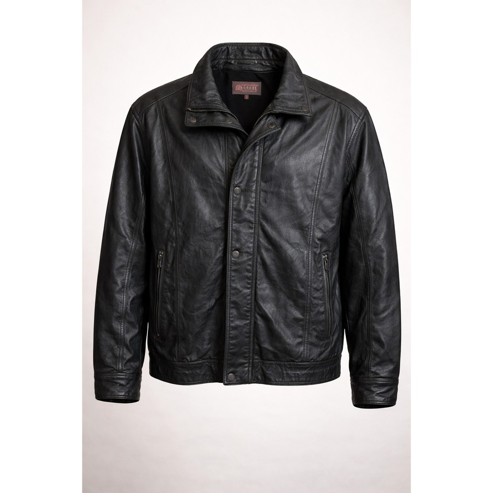 WILSONS‎ LEATHER Black Leather Jacket Classic Moto Style